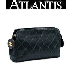 Chanel Matelasse Pouch Black Satin
